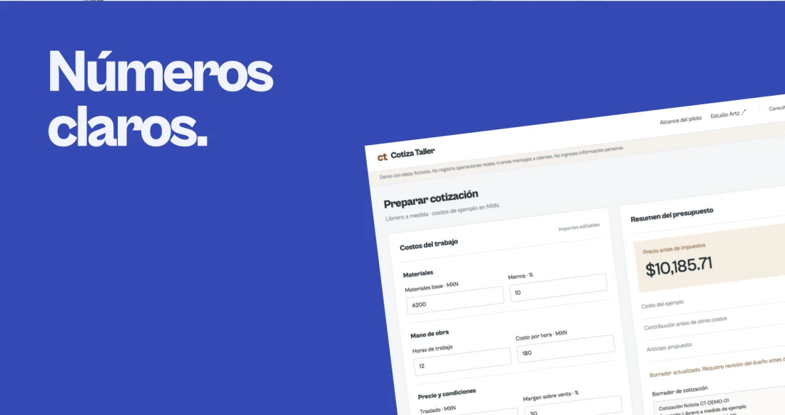 Cotiza Taller quotation prototype with a Spanish interface